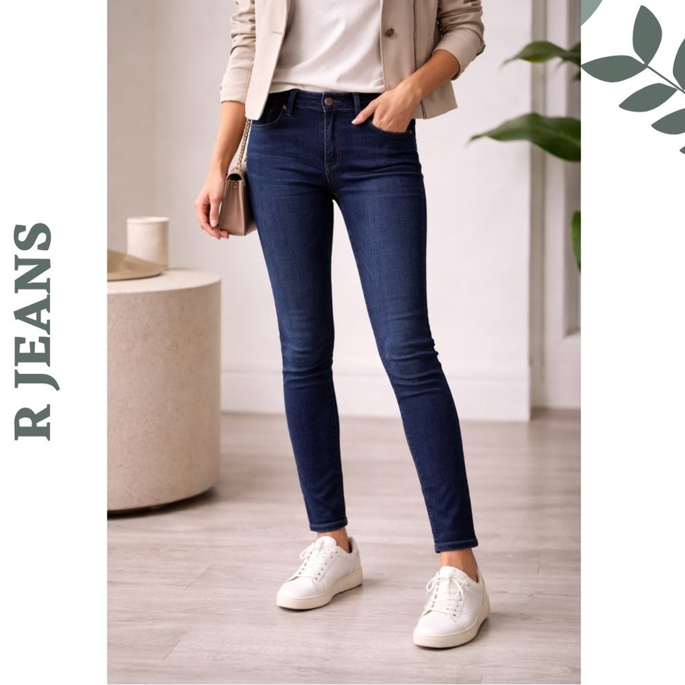 🛍️ R JEANS Dark Wash Skinny Jeans Stretch Mid Rise Medium